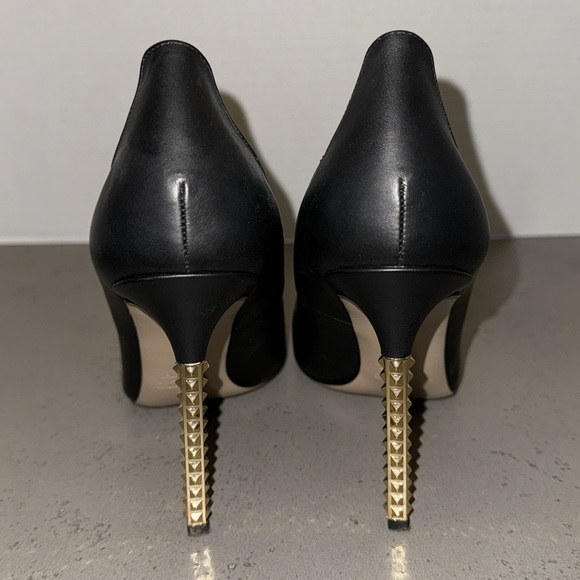 Valentino Garavani Gold Extreme Heel Nappa Leather Rockstud Black Pump Sz 38 - Picture 5 of 11